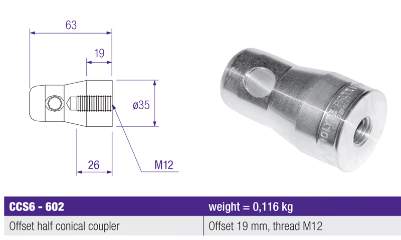 ESL Prolyte CCS6-602 1/2 conische koppeling M12 H=19MM