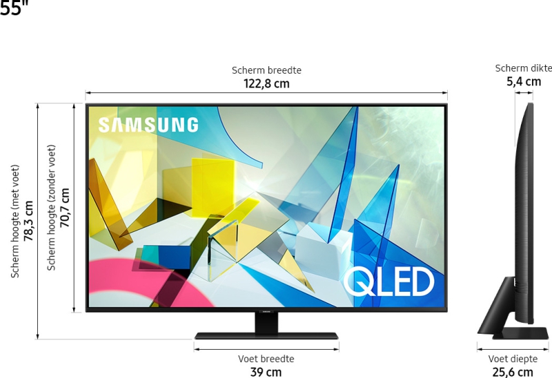 ESL Oled Scherm, 55 inch, 4K, smart tv, zwart